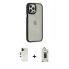 MARSİLYAN™- iPhone 12 Pro Max Kılıf Eksen Doku Prime - Siyah Bilvis Hayalet Cam Ekran Koruyucu + Shine Kamera Lens - GD