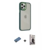 MARSİLYAN™- iPhone 12 Pro Max Kılıf Eksen Doku Prime - Siyah Bilvis Hayalet Cam Ekran Koruyucu + Gold Shine Kamera Lens Koruma Cam
