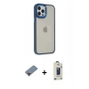 MARSİLYAN™- iPhone 12 Pro Max Kılıf Eksen Doku Prime - Siyah Bilvis Hayalet Cam Ekran Koruyucu + Metal Kamera Lens Koruma Cam - KI