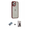 MARSİLYAN™- iPhone 12 Pro Max Kılıf Eksen Doku Prime - Siyah Bilvis Hayalet Cam Ekran Koruyucu + Metal Kamera Lens Koruma Cam - KI