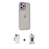 MARSİLYAN™- iPhone 12 Pro Max Kılıf Eksen Doku Prime - Siyah Bilvis Hayalet Cam Ekran Koruyucu + Shine Kamera Lens - LT