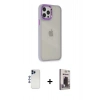 MARSİLYAN™- iPhone 12 Pro Max Kılıf Eksen Doku Prime - Siyah Bilvis Hayalet Cam Ekran Koruyucu + Shine Kamera Lens - LT
