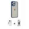 MARSİLYAN™- iPhone 12 Pro Max Kılıf Eksen Doku Prime - Siyah Bilvis Hayalet Cam Ekran Koruyucu + Shine Kamera Lens - LT