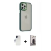 MARSİLYAN™- iPhone 12 Pro Max Kılıf Eksen Doku Prime - Siyah Bilvis Hayalet Cam Ekran Koruyucu + Shine Kamera Lens - LT