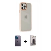 MARSİLYAN™- iPhone 12 Pro Max Kılıf Eksen Doku Prime - Siyah Bilvis Hayalet Cam Ekran Koruyucu + Neon Fosforlu Kamera Lens - MI