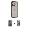 MARSİLYAN™- iPhone 12 Pro Max Kılıf Eksen Doku Prime - Siyah Bilvis Hayalet Cam Ekran Koruyucu + Neon Fosforlu Kamera Lens - MI