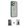 MARSİLYAN™- iPhone 12 Pro Max Kılıf Eksen Doku Prime - Siyah Bilvis Hayalet Cam Ekran Koruyucu + Neon Fosforlu Kamera Lens - SI