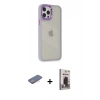 MARSİLYAN™- iPhone 12 Pro Max Kılıf Eksen Doku Prime - Siyah Bilvis Hayalet Cam Ekran Koruyucu + Renkli Kamera Lens Koruma Cam - PE