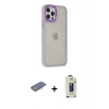 MARSİLYAN™- iPhone 12 Pro Max Kılıf Eksen Doku Prime - Siyah Bilvis Hayalet Cam Ekran Koruyucu + Renkli Kamera Lens Koruma Cam - PE