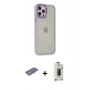 MARSİLYAN™- iPhone 12 Pro Max Kılıf Eksen Doku Prime - Siyah Bilvis Hayalet Cam Ekran Koruyucu + Renkli Kamera Lens Koruma Cam - YL