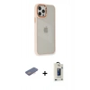 MARSİLYAN™- iPhone 12 Pro Max Kılıf Eksen Doku Prime - Siyah Bilvis Hayalet Cam Ekran Koruyucu + Renkli Kamera Lens Koruma Cam - PE