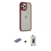 MARSİLYAN™- iPhone 12 Pro Max Kılıf Eksen Doku Prime - Siyah Bilvis Hayalet Cam Ekran Koruyucu + Renkli Kamera Lens Koruma Cam - YL