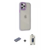 MARSİLYAN™- iPhone 12 Pro Max Kılıf Eksen Doku Prime - Siyah Bilvis Hayalet Cam Ekran Koruyucu + Renkli Kamera Lens Koruma Cam - MI