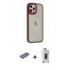 MARSİLYAN™- iPhone 12 Pro Max Kılıf Eksen Doku Prime - Siyah Bilvis Hayalet Cam Ekran Koruyucu + Renkli Kamera Lens Koruma Cam - TU
