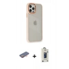 MARSİLYAN™- iPhone 12 Pro Max Kılıf Eksen Doku Prime - Siyah Bilvis Hayalet Cam Ekran Koruyucu + Renkli Kamera Lens Koruma Cam - TU