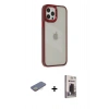 MARSİLYAN™- iPhone 12 Pro Max Kılıf Eksen Doku Prime - Siyah Bilvis Hayalet Cam Ekran Koruyucu + Renkli Kamera Lens Koruma Cam - SI