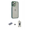 MARSİLYAN™- iPhone 12 Pro Max Kılıf Eksen Doku Prime - Siyah Bilvis Hayalet Cam Ekran Koruyucu + Renkli Kamera Lens Koruma Cam - SI