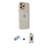 MARSİLYAN™- iPhone 12 Pro Max Kılıf Eksen Doku Prime - Siyah Bilvis Hayalet Cam Ekran Koruyucu + Shine Kamera Lens Koruma Cam - MI