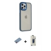 MARSİLYAN™- iPhone 12 Pro Max Kılıf Eksen Doku Prime - Siyah Bilvis Hayalet Cam Ekran Koruyucu + Shine Kamera Lens Koruma Cam - PE