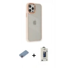 MARSİLYAN™- iPhone 12 Pro Max Kılıf Eksen Doku Prime - Siyah Bilvis Hayalet Cam Ekran Koruyucu + Shine Kamera Lens Koruma Cam - PE