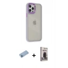 MARSİLYAN™- iPhone 12 Pro Max Kılıf Eksen Doku Prime - Siyah Bilvis Hayalet Cam Ekran Koruyucu + Shine Kamera Lens Koruma Cam - MI