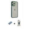 MARSİLYAN™- iPhone 12 Pro Max Kılıf Eksen Doku Prime - Siyah Bilvis Hayalet Cam Ekran Koruyucu + Shine Kamera Lens Koruma Cam - GS