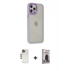 MARSİLYAN™- iPhone 12 Pro Max Kılıf Eksen Doku Prime - Siyah Bilvis Hayalet Cam Ekran Koruyucu + Shine Kamera Lens - GD