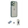 MARSİLYAN™- iPhone 12 Pro Max Kılıf Eksen Doku Prime - Siyah Bilvis Hayalet Cam Ekran Koruyucu + Shine Kamera Lens Koruma Cam - PE