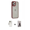 MARSİLYAN™- iPhone 12 Pro Max Kılıf Eksen Doku Prime - Siyah Bilvis Hayalet Cam Ekran Koruyucu + Shine Kamera Lens - GD