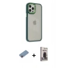 MARSİLYAN™- iPhone 12 Pro Max Kılıf Eksen Doku Prime - Siyah Bilvis Hayalet Cam Ekran Koruyucu + Shine Kamera Lens Koruma Cam - PE