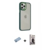 MARSİLYAN™- iPhone 12 Pro Max Kılıf Eksen Doku Prime - Siyah Bilvis Hayalet Cam Ekran Koruyucu + Shine Kamera Lens Koruma Cam - MI