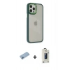 MARSİLYAN™- iPhone 12 Pro Max Kılıf Eksen Doku Prime - Siyah Bilvis Hayalet Cam Ekran Koruyucu + Shine Kamera Lens Koruma Cam - MI