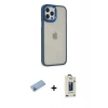 MARSİLYAN™- iPhone 12 Pro Max Kılıf Eksen Doku Prime - Siyah Bilvis Hayalet Cam Ekran Koruyucu + Shine Kamera Lens Koruma Cam - MI