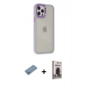 MARSİLYAN™- iPhone 12 Pro Max Kılıf Eksen Doku Prime - Siyah Bilvis Hayalet Cam Ekran Koruyucu + Shine Kamera Lens Koruma Cam - GS