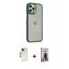 MARSİLYAN™- iPhone 12 Pro Max Kılıf Eksen Doku Prime - Siyah Bilvis Hayalet Cam Ekran Koruyucu + Shine Kamera Lens - GD