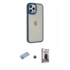 MARSİLYAN™- iPhone 12 Pro Max Kılıf Eksen Doku Prime - Siyah Bilvis Hayalet Cam Ekran Koruyucu + Shine Kamera Lens Koruma Cam - MI