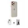 MARSİLYAN™- iPhone 12 Pro Max Kılıf Eksen Doku Prime - Siyah Bilvis Hayalet Cam Ekran Koruyucu + Shine Kamera Lens - GD