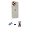 MARSİLYAN™- iPhone 12 Pro Max Kılıf Eksen Doku Prime - Siyah Bilvis Hayalet Cam Ekran Koruyucu + Shine Kamera Lens Koruma Cam - PE