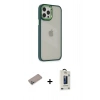 MARSİLYAN™- iPhone 12 Pro Max Kılıf Eksen Doku Prime - Siyah Bilvis Hayalet Cam Ekran Koruyucu + Sierra Blue Shine Kamera Lens Koruma Cam