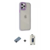 MARSİLYAN™- iPhone 12 Pro Max Kılıf Eksen Doku Prime - Siyah Bilvis Hayalet Cam Ekran Koruyucu + Shine Kamera Lens Koruma Cam - SH