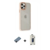 MARSİLYAN™- iPhone 12 Pro Max Kılıf Eksen Doku Prime - Siyah Bilvis Hayalet Cam Ekran Koruyucu + Shine Kamera Lens Koruma Cam - SH