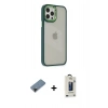 MARSİLYAN™- iPhone 12 Pro Max Kılıf Eksen Doku Prime - Siyah Bilvis Hayalet Cam Ekran Koruyucu + Shine Kamera Lens Koruma Cam - SH