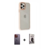MARSİLYAN™- iPhone 12 Pro Max Kılıf Eksen Doku Prime - Siyah Bilvis Hayalet Cam Ekran Koruyucu + Neon Fosforlu Kamera Lens - TU