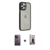 MARSİLYAN™- iPhone 12 Pro Max Kılıf Eksen Doku Prime - Siyah Bilvis Hayalet Cam Ekran Koruyucu + Neon Fosforlu Kamera Lens - TU