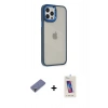 MARSİLYAN™- iPhone 12 Pro Max Kılıf Eksen Doku Prime - Siyah Joko 5D Cam + Gold Metal Kamera Lens Koruma Cam