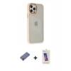 MARSİLYAN™- iPhone 12 Pro Max Kılıf Eksen Doku Prime - Siyah Joko 5D Cam + Gold Metal Kamera Lens Koruma Cam