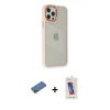 MARSİLYAN™- iPhone 12 Pro Max Kılıf Eksen Doku Prime - Siyah Joko 5D Cam + Gold Shine Kamera Lens Koruma Cam