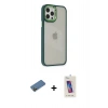 MARSİLYAN™- iPhone 12 Pro Max Kılıf Eksen Doku Prime - Siyah Joko 5D Cam + Gold Shine Kamera Lens Koruma Cam