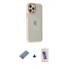 MARSİLYAN™- iPhone 12 Pro Max Kılıf Eksen Doku Prime - Siyah Joko 5D Cam + Gümüş Metal Kamera Lens Koruma Cam