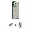 MARSİLYAN™- iPhone 12 Pro Max Kılıf Eksen Doku Prime - Siyah Joko 5D Cam + Gümüş Metal Kamera Lens Koruma Cam